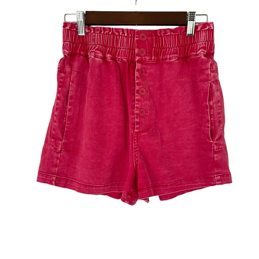 Skies‎ Are Blue High Waisted Shorts Red Cotton Button Fly Size Medium New